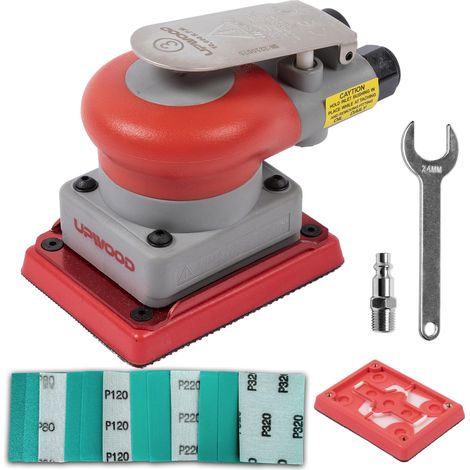 Ponceuse orbitale pneumatique aléatoire 7,6 x 10,2 cm ponceuse légère 3 mm de diamètre orbite 10 000 tr/min avec support supplémentaire 12 papiers abrasifs (1/5)