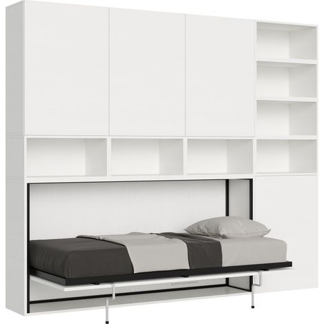 Letto Singolo a Scomparsa Composizione E Kando H226,7 Bianco Frassino (1/5)