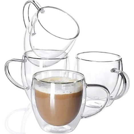 Produktcode: DK00016 Set mit 4 Kaffeetassen, Glas, 2-lagig, transparent (1/5)