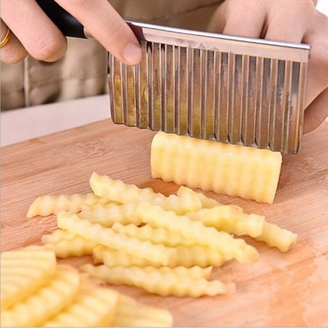 Coupe-frites vague acier inoxydable pour pomme de terre pate outil decoupe cuisine maison legume accessoire cuisson (1/2)