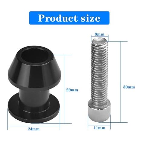 Aluminium Alloy Motorcycle Frame Slider Spools Universal Black CNC Swingarm Screws Motorcycle, Threaded Rear Rocker Arm (1/4)