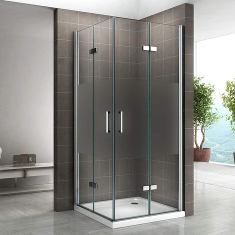 i-flair Falttür Duschkabine aus teilsatiniertem 6 mm Sicherheitsglas - DK13 70x95x190 cm