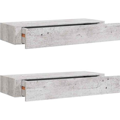 Maison Exclusive - Wandregale mit Schubladen 2 Stk. Betongrau 60x
