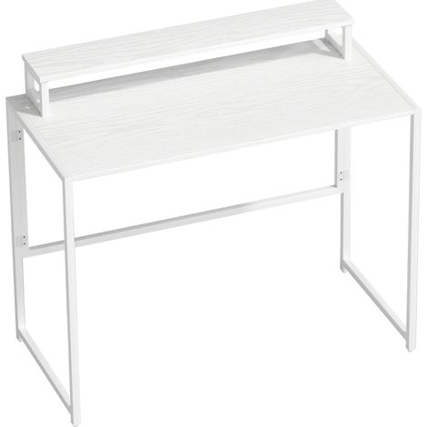 Scrivania pieghevole bianca 100 x 48 x 87,5 cm con supporto per monitor (1/5)