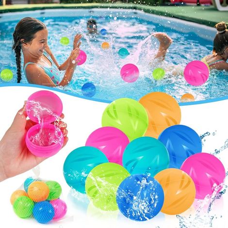 Bombe a Eau Réutilisable 10PCS, Silicone Ballons d'eau Remplissage Rapide, Ensemble Bombes à Eau Biodegradable Boules Colorés Remplissage Splash Balles pour Enfants Adulte, Jouets Fête Piscine Plage (1/5)
