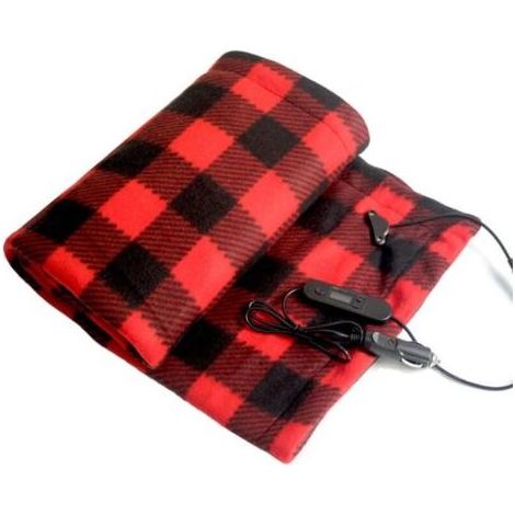 Couverture chauffante électrique 12V – Polaire 100 x 60 cm – Réglage numérique 37-55°C – Idéale pour voiture et camping-car (1/5)