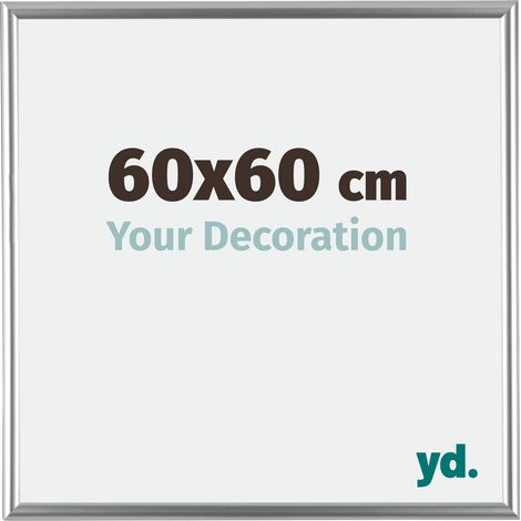 Cadre photo 60x60 cm – Plastique argent et bordeaux – Plaque de verre APET résistante aux UV – Système anti-reflet (1/5)