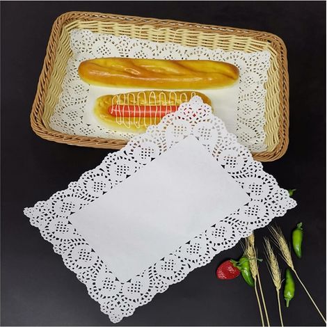 décoration de Noël 150 Pcs / Paquet Rectangulaire Papier Dentelle Napperon Mariage Blanc Dessous De Verre De Noël Cuisson Set De Table (Color : 37x26cm) cadeau de Noël (1/5)
