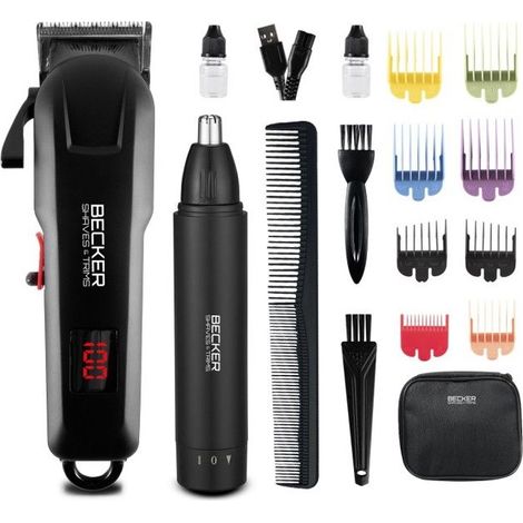 Kit Tondeuse Barbe Et Cheveux + Tondeuse Nez Et Oreilles - Trousse De Voyage - Strim Xn Becker (1/5)