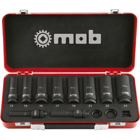 Coffret métallique de douilles impact longues 1/2'' 10 pièces - MOB