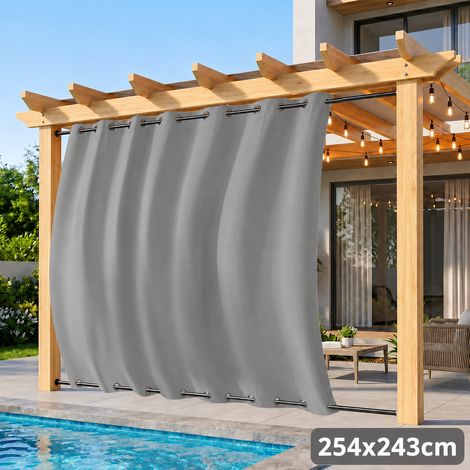 ROSNEK MegaShield Rideau extérieur extra-large occultant imperméable coupe-vent 254 x 243 cm Gris clair 1 panneau