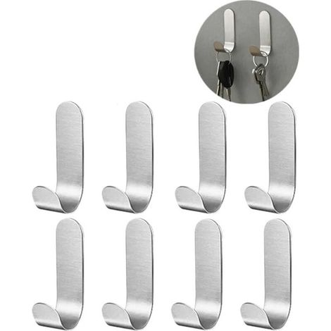 8 Pièces Crochet Adhésif en Acier Inoxydable,Crochets Auto-adhésif Crochet ,pour Serviette, clés, maison, cuisine, salle de bain, anti-rouille et étanche (1/4)