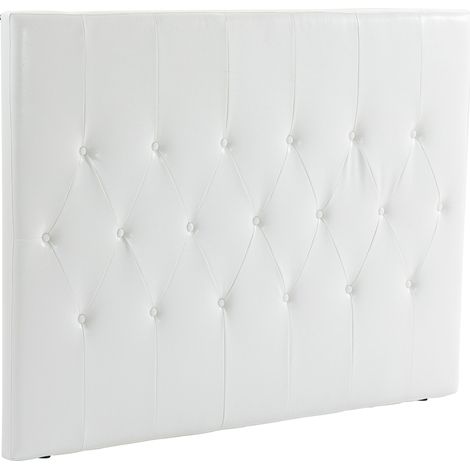 Testiera Letto Matrimoniale Imbottita con Design a Bottoni, in Pelle PU e MDF, 160x7x120 cm, Bianco