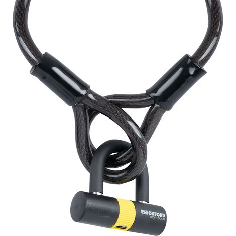 Câble antivol Oxford 2 m x 15 mm en acier renforcé haute sécurité