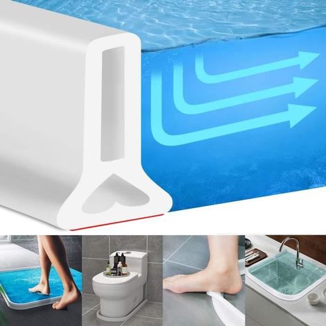 170 cm barrière de douche pliable, joint étanche pour seuil de baignoire, bande silicone anti-débordement salle de bain