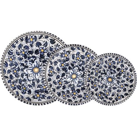 Servizio piatti 18 pezzi in ceramica sottosmalto blu Nizza (1/5)