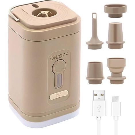 Pompe à air électrique Pompe de gonflage et de dégonflage rechargeable avec éclairage de camping pour matelas gonflables, matelas de piscine, matelas de sol, CREA