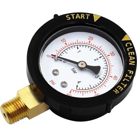 190058 0-60 PSI Pressure Gauge, 2" Filter Water Start and Clean Pressure Gauge with 1/4" NPT Bottom Bracket Compatible with Hayward and Jandy Pool Filters, Spa and Aquarium Replacement Part (1/5)