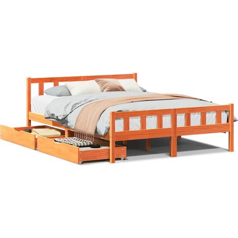 Maison Exclusive - Letto senza Materasso Marrone Cera 150x200 cm in Legno di Pino (1/5)