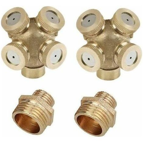 Lot de 2 buses de pulvérisation en laiton avec trou, buse de brumisation, arroseurs de jardin, connecteur de tuyau d'eau pour le jardinage et l'agriculture (1/3)