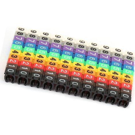 Étiquettes numériques colorées pour tubes de câbles (100 pièces, 2,5 mm²) (1/5)