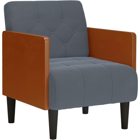 Fauteuil relax  Fauteuil avec accoudoirs gris foncé 55 cm velours (1/5)