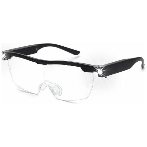 Loupe à 160 % - Fonctionnant sur piles - Avec lumière LED - Loupe puissante - Lunettes mains libres pour le travail de près, l'artisanat, la bijouterie, la lecture et la relaxation (1/5)