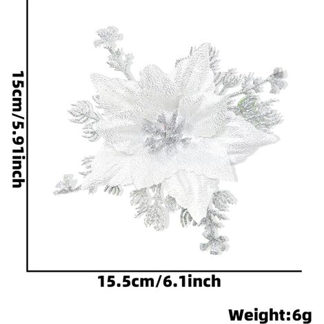 Fleurs Artificielles - Décoration De Noël En Plastique - Pour Arbre De Noël - Hauteur 16 Cm - Lot De 1 (1/3)