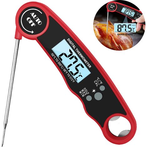 Thermomètre à viande de cuisson étanche lecture instantanée pour la cuisine le lait barbecue l'eau et viande. (1/4)