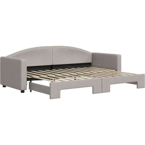 Canapé-lit avec matelas gigogne (matelas non inclus), taupe, 80 x 200 cm (1/5)