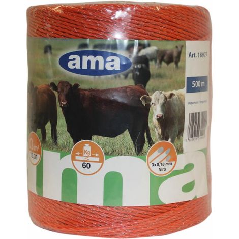 Bobina filo elettrificato arancione 500m 3 conduttori acciaio