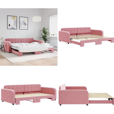 vidaXL Tagesbett Ausziehbar Rosa 100x200 cm Samt (1/5)