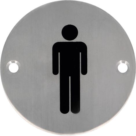 Cartel Acero Inoxidable Baño Hombres 75mm Señalización WC