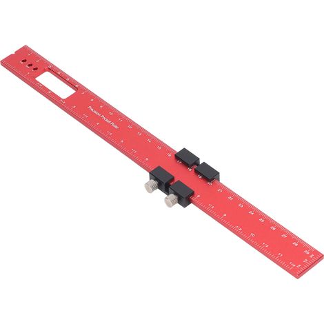 Règle de traçage pour le travail du bois de 300 mm, en alliage d'aluminium, avec butée coulissante de poche. (1/5)