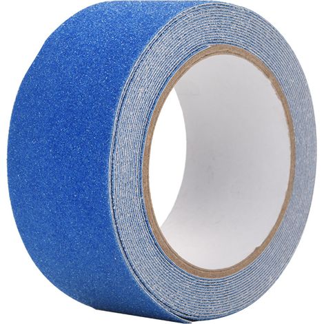 Ruban adhésif antidérapant PVC 5m x 5cm pour escaliers et sols - Décoration de sécurité en bleu (1/5)
