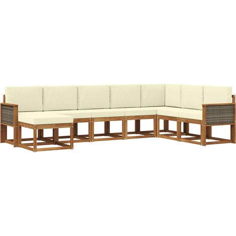 Outdoor Sofa Set 8 pcs Natural and Cream Solid Acacia Wood vidaXL (1/5)