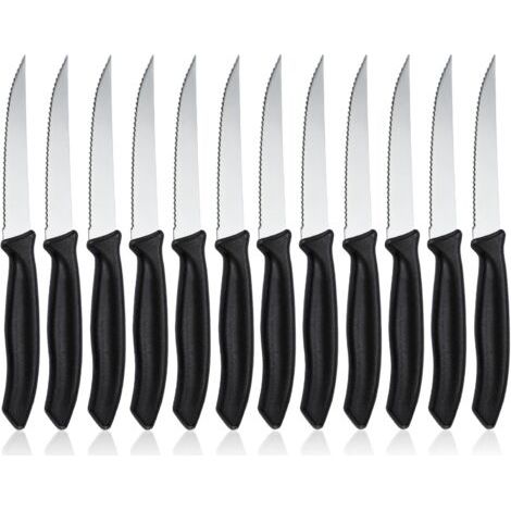 Lot de 12 Couteau de table à lame crantée, Set de couteaux à petit déjeuner en acier inoxydable, Set de couteaux à steak pour la maison et le restaurant, Lavable en machine (1/5)