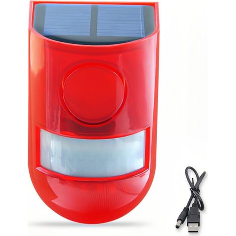 Alarme Solaire Sonore et Lumineuse pour l'Extérieur Détecteur de Mouvement Dispositif Imperméable Sirène 110db Sonore Alerte Flash Système d'Alarme de Sécurité pour la Maison et la Cour (1/5)