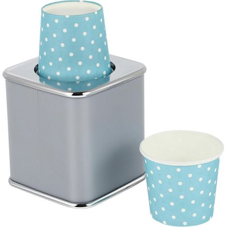 Distributeur de gobelets jetables en papier, porte-gobelets à tirer avec 10 gobelets (motif aléatoire). (1/5)