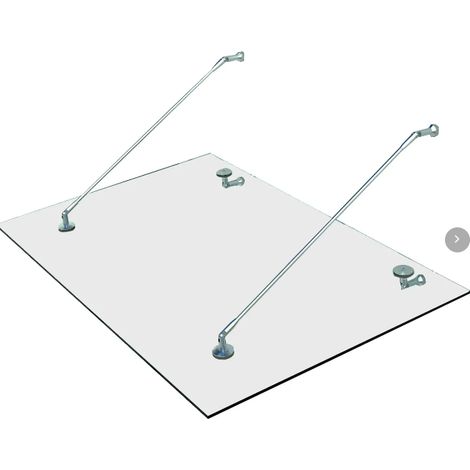 Pensilina in vetro per porta 150 x 90 cm, vetro temperato trasparente e acciaio inox 304 HOMVRA (1/5)