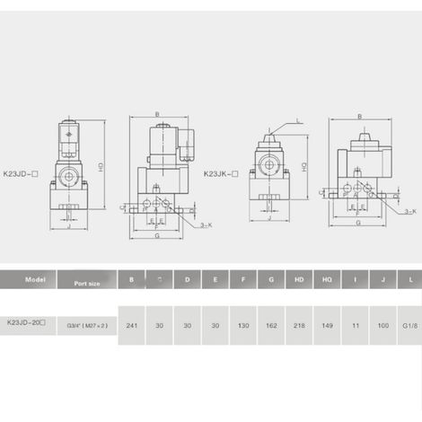 Électrovanne trois voies à deux positions, distributeur à commande électrique simple G3/4" K23JD-20AC110V (1/5)