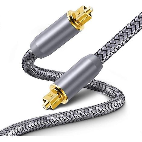 Câble optique Toslink plaqué or de 15 m, câble audio optique numérique avec système anti-traction, fibre optique pour PS4 et Xbox ( ) (1/3)