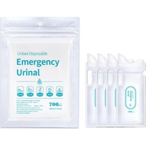 Sacs urinoirs de voyage - Unisexe - Blanc - 4 Pack - 700ml - Toilettes portables (1/4)