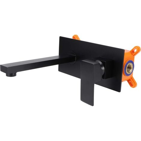 Robinets de salle de bain muraux, avec Cascade Bec Extra-large Robinet Encastré Une Poignée Mitigeur Lavabo (1/4)