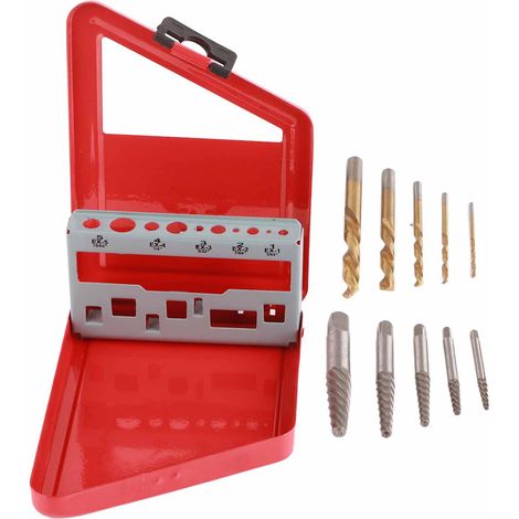 Kit 10 pièces forets à gauche plaqués titane et extracteurs de vis acier allié (1/5)