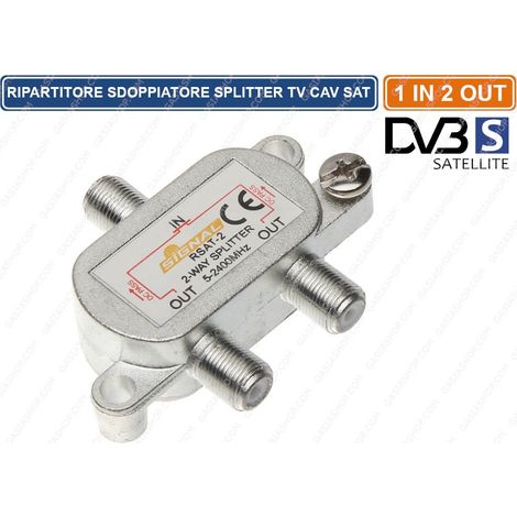 RIPARTITORE SDOPPIATORE SPLITTER SEGNALE TV SAT 6 db 1 INGRESSO 2 USCITE (1/2)