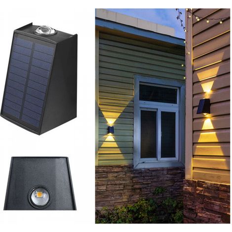 Applique murale solaire d'extérieur, éclairage extérieur direct pour garage, porte d'entrée, couloir, porche, bureau, piscine, jardin, abri de jardin (lumière noire chaude) (1/5)