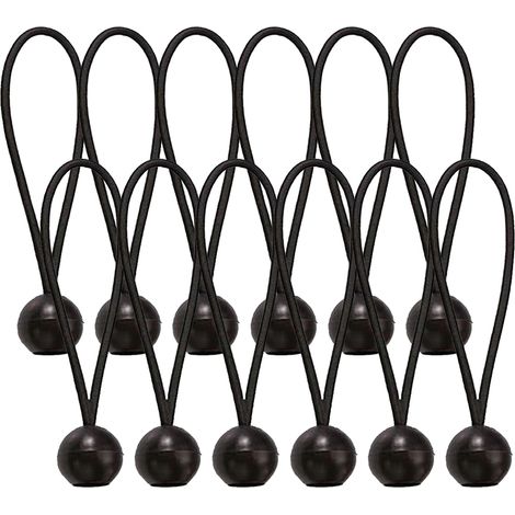 Cordons Élastiques À Boule - 12 Pièces - Diamètre 4 mm - Longueur 30 cm - Pour Toile Tendue, Chapiteau, Tente De Camping, Stores, Câbles Et Hoses (1/5)
