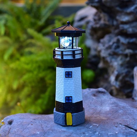 Neues grenzüberschreitendes Produkt: Drehbarer Solar-Lichtturm, Feuertisch, LED-Außenbeleuchtung für Garten, Hof, Rasen, Dekoration (Leuchtturm aus Kunstharz) (1/5)