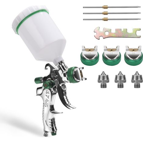 SWANEW 2x Pistola a spruzzo HVLP con tazza di liquido professionale da 600 ml 1.4MM/1.7MM/2.0MM 3 ugelli Pistola a spruzzo (1/5)